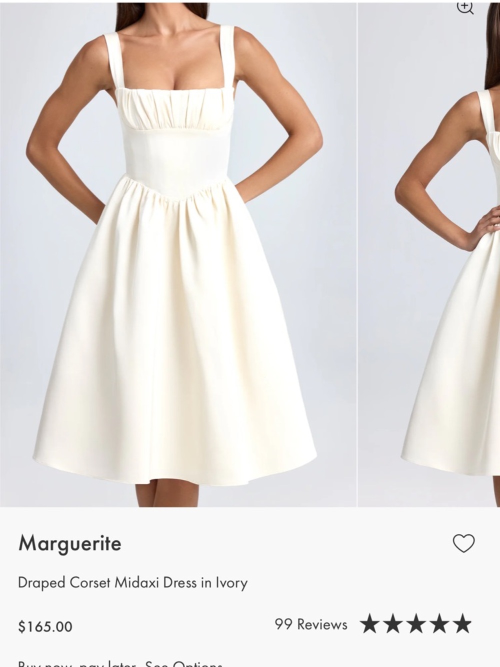 Ivory Draped Corset Midaxi Dress